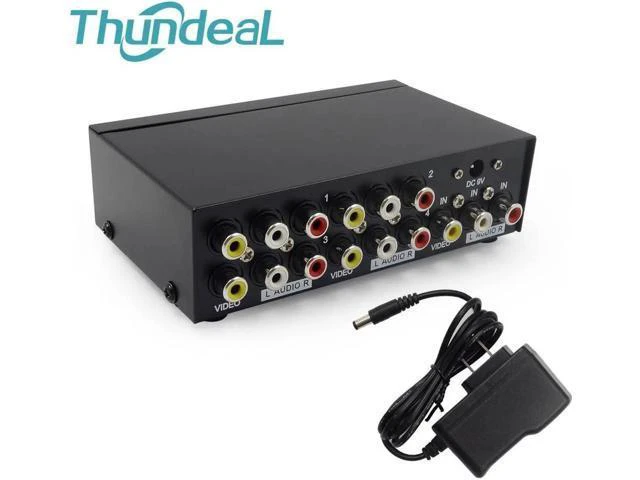 Alt view image 6 of 6 - AV Splitter DVD HDTV RCA Video Splitter Box 1 to 8 out 3 RCA Distributor 1 in 4