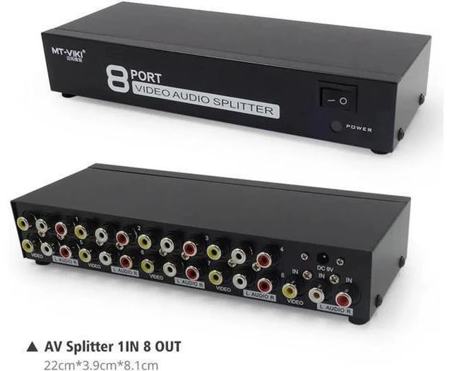 Alt view image 2 of 6 - Splitter DVD HDTV RCA Video Splitter Box 1 to 8 out 3 RCA Distributor 1 in 4 RCA
