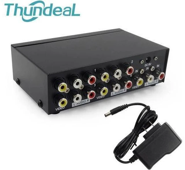 Alt view image 6 of 6 - Splitter DVD HDTV RCA Video Splitter Box 1 to 8 out 3 RCA Distributor 1 in 4 RCA