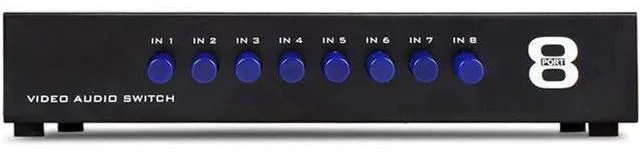 Alt view image 6 of 6 - AV Switch Box Composite Selector 8 Port RCA Audio Video 8 In 1 Out To TV Swithce