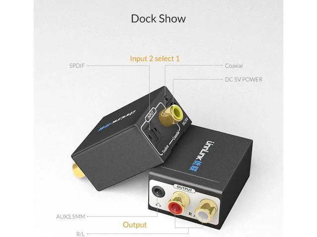 Alt view image 4 of 6 - Unnlink Digital to Analog Audio Adapter 192KHz 24Bit DAC SPDIF Optical Toslink C