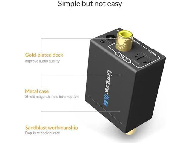 Alt view image 6 of 6 - Unnlink Digital to Analog Audio Adapter 192KHz 24Bit DAC SPDIF Optical Toslink C