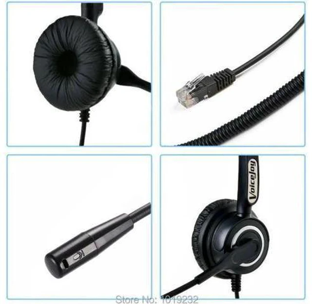 Alt view image 3 of 3 - Aomoproing Binaural RJ9/RJ11 headset with microphone Noise canceling phone headp