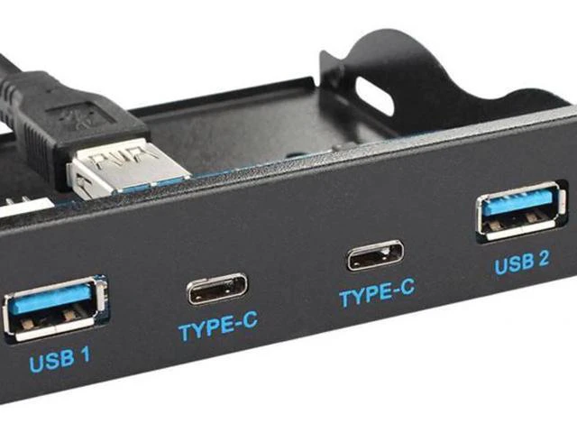 Alt view image 3 of 7 - Aomoproing USB 3.1 Front Panel Header to USB-C & USB 3.0 HUB 4 Ports Front Panel