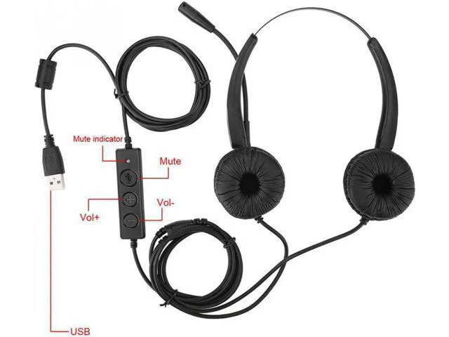 Alt view image 2 of 6 - Aomoproing H500D USB Call Center Headphone Stretchable Over Ear Headphone With N