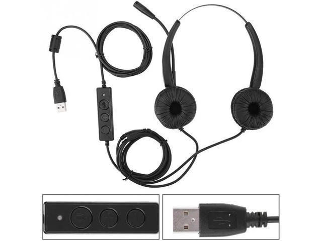 Alt view image 5 of 6 - Aomoproing H500D USB Call Center Headphone Stretchable Over Ear Headphone With N