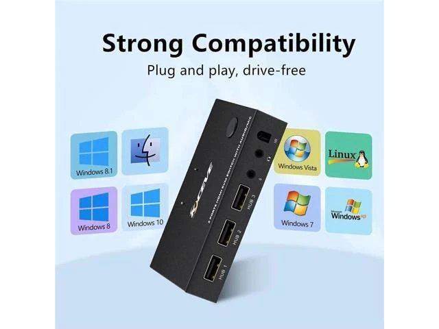 Alt view image 2 of 6 - 2.0 KVM switch With Audio 2 Ports 2 in 1 out Sharing 2 USB Devices Switch Switch