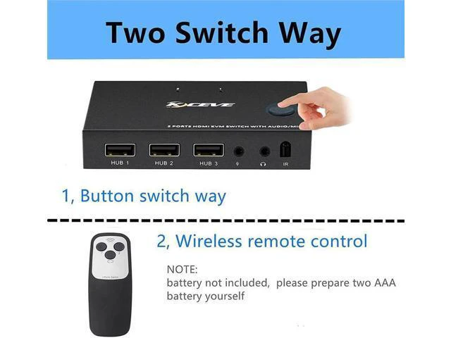 Alt view image 5 of 6 - 2.0 KVM switch With Audio 2 Ports 2 in 1 out Sharing 2 USB Devices Switch Switch