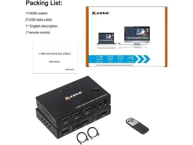 Alt view image 6 of 6 - 2.0 KVM switch With Audio 2 Ports 2 in 1 out Sharing 2 USB Devices Switch Switch