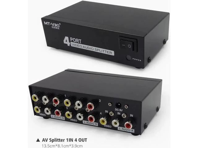 Alt view image 3 of 6 - AV Splitter DVD HDTV RCA Video Splitter Box 1 to 8 out 3 RCA Distributor 1 in 4