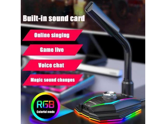 Alt view image 5 of 7 - USB Microphone HD Sound Card With Speaker Headset Jack Free Drive Noise Reductio