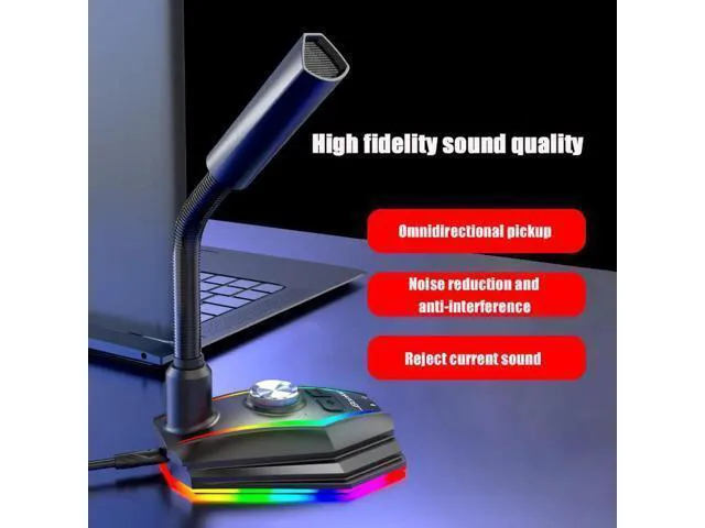 Alt view image 5 of 7 - USB Microphone HD Sound Card With Speaker Headset Jack Free Drive Noise Reductio