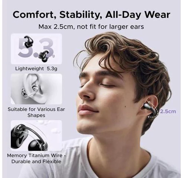 Alt view image 3 of 7 - UGREEN Open Ear Wireless Headphones Bluetooth 5.4, 12mm Driver Sports Earphones
