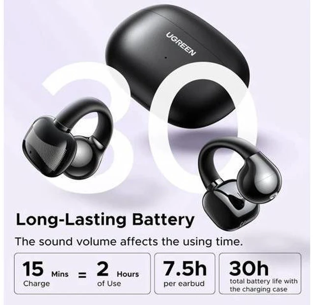 Alt view image 6 of 7 - UGREEN Open Ear Wireless Headphones Bluetooth 5.4, 12mm Driver Sports Earphones
