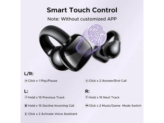 Alt view image 5 of 7 - UGREEN Open Ear Wireless Headphones Bluetooth 5.4, 12mm Driver Sports Earphones