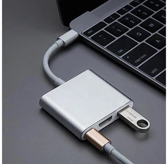 Alt view image 2 of 6 - 1pcs Type C USB 3.1 To USB 3.0 4K HDMI Adapter Cable 3 In 1 Hub For Apple Macboo