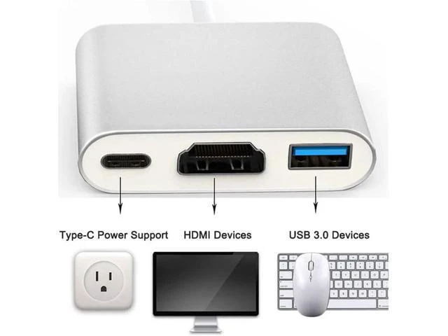 Alt view image 5 of 6 - 1pcs Type C USB 3.1 To USB 3.0 4K HDMI Adapter Cable 3 In 1 Hub For Apple Macboo