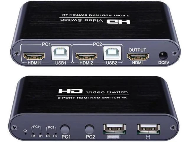Alt view image 3 of 7 - HD 4K HDMI USB KVM Switch for 2 Ports PC Sharing Keyboard Mouse Hotkey Printer M
