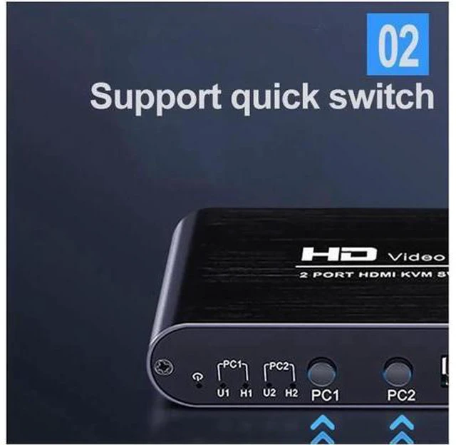 Alt view image 5 of 7 - HD 4K HDMI USB KVM Switch for 2 Ports PC Sharing Keyboard Mouse Hotkey Printer M