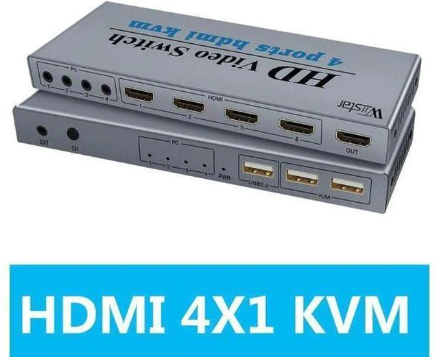 Main image of 4K Switch KVM HDMI 4 Input 1 Output Switcher 3-port USB HDMI KVM Switch 4X1 4kX2