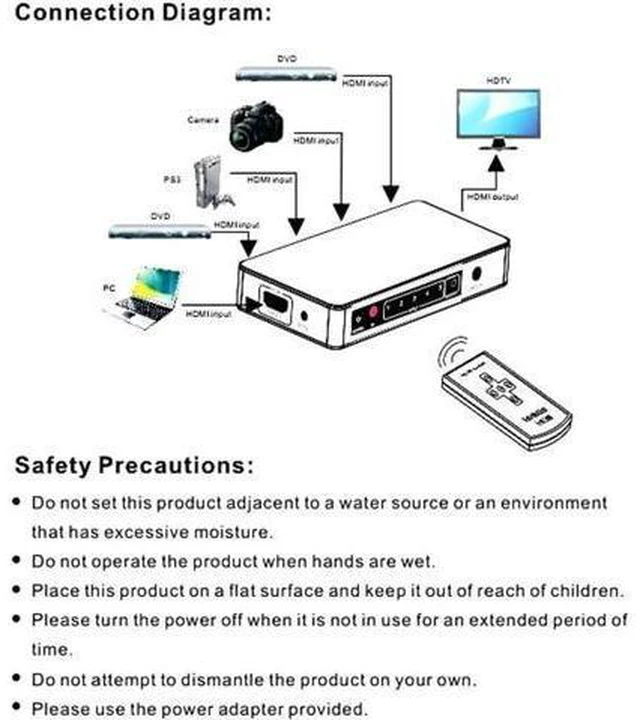 Alt view image 3 of 6 - 3D 4K HDMI Switch 5x1 Switcher Converter Adapter IR Remote for MI Box3 PS3 PS4 P