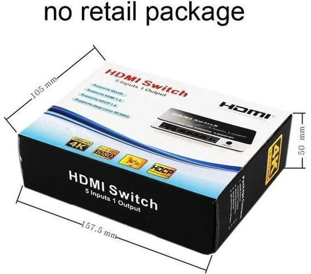 Alt view image 6 of 6 - 3D 4K HDMI Switch 5x1 Switcher Converter Adapter IR Remote for MI Box3 PS3 PS4 P