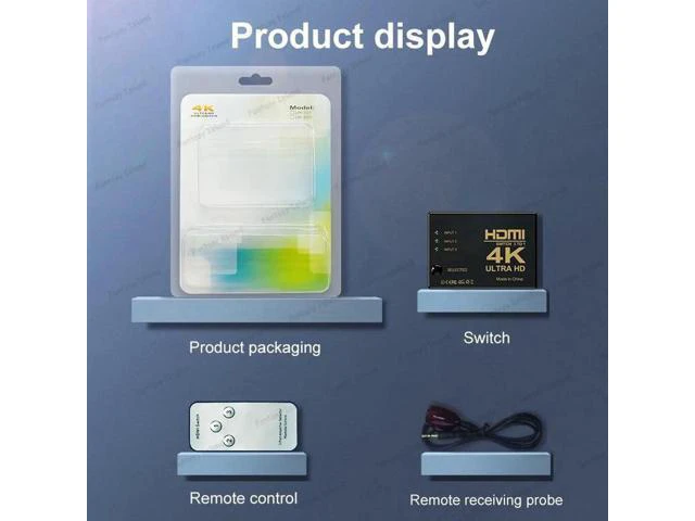 Alt view image 4 of 5 - HW-4K301H HDMI switcher 3 in 1 out 4K * 2K rectangular HDMI switcher with remote