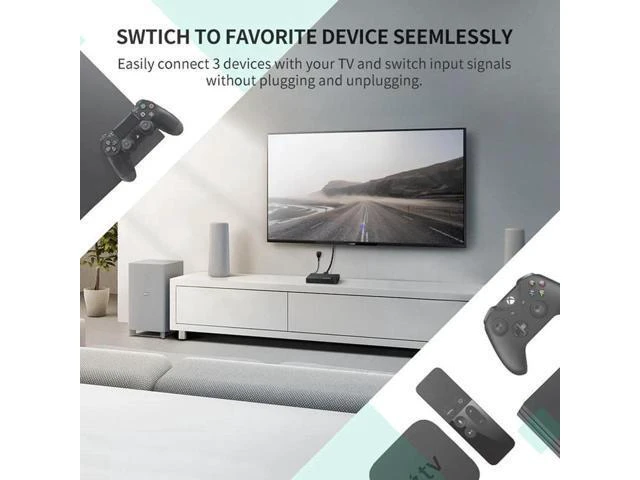 Alt view image 3 of 6 - HDMI Splitter Switch 3 Input 1 Output 4K HDMI Switcher for PC Laptop XBOX 360 PS