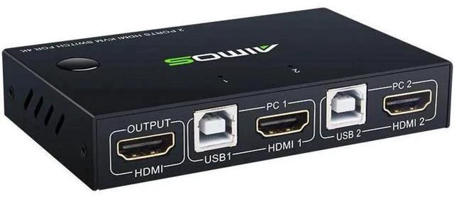 Main image of HDMI KVM Switcher 4K@30Hz 2 In 1 Out KVM Switcher Keyboard Mouse USB Shared Disp