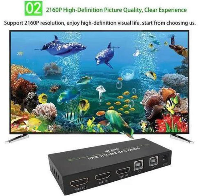 Alt view image 6 of 7 - KVM Switch 4K@30Hz HDMI 1.4 , HDMI 2 In 1 Out ,2 Hosts Share 1 Monitor/Keyboard&