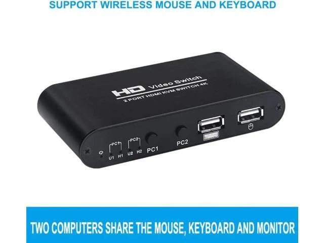 Alt view image 2 of 6 - HDMI Switch USB Switch 4K HDMI Switcher Box 2 In 1 Out for 2 Computers Share Key