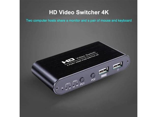 Alt view image 4 of 6 - HDMI Switch USB Switch 4K HDMI Switcher Box 2 In 1 Out for 2 Computers Share Key