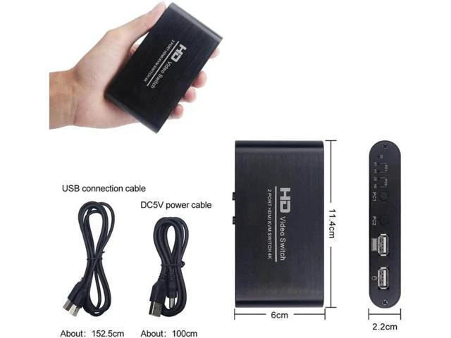Alt view image 3 of 6 - HDMI Switch USB Switch 4K HDMI Switcher Box 2 In 1 Out for 2 Computers Share Key
