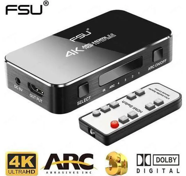 Main image of UHD HDMI Switch 2.0 4K HDR 4x1 Adapter Switcher with Audio Extractor 3.5 jack op