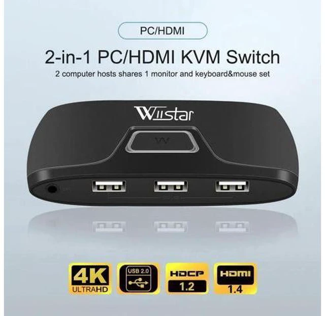 Main image of HDMI 2X1 KVM USB KVM Switch USB2.0 Switcher KVM Switch for Windows10 PC Keyboard