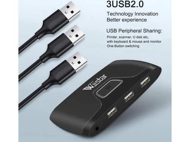 Alt view image 2 of 6 - HDMI 2X1 KVM USB KVM Switch USB2.0 Switcher KVM Switch for Windows10 PC Keyboard