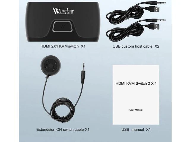 Alt view image 3 of 6 - HDMI 2X1 KVM USB KVM Switch USB2.0 Switcher KVM Switch for Windows10 PC Keyboard
