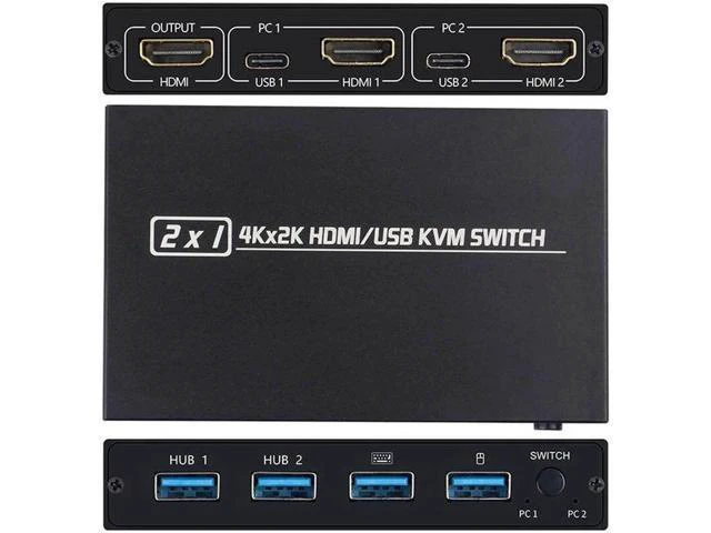 Alt view image 2 of 5 - KVM Switch 4 Port 4K USB Switch KVM VGA Switcher Splitter Box for Sharing Printe