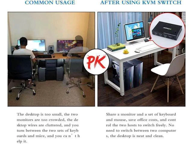 Alt view image 3 of 5 - KVM Switch 4 Port 4K USB Switch KVM VGA Switcher Splitter Box for Sharing Printe