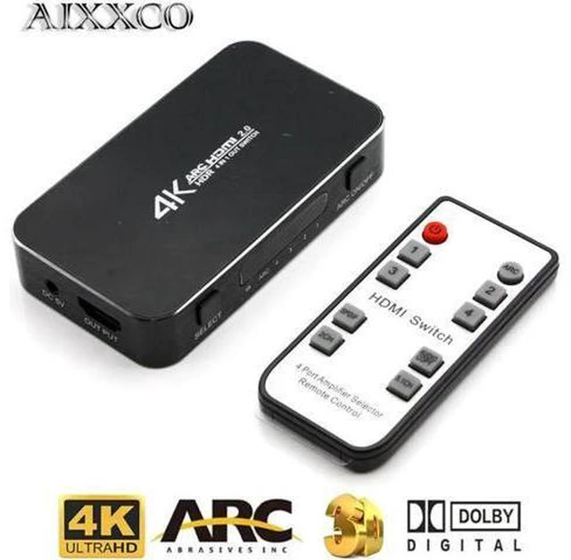 Main image of UHD HDMI Switch 2.0 4K HDR 4x1 Adapter Switcher with Audio Extractor 3.5 jack op