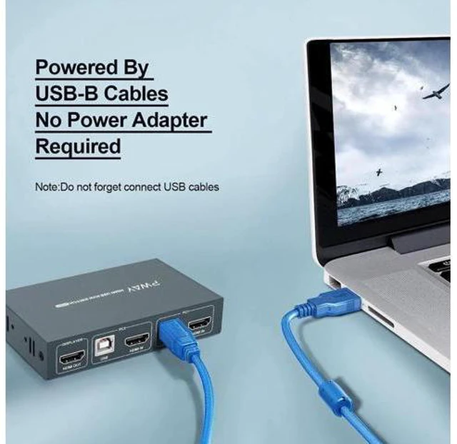 Alt view image 2 of 6 - HDMI Switch Supports 4k@30hz USB2.0 Splitter Box For Keyboard Mouse Monitor USB