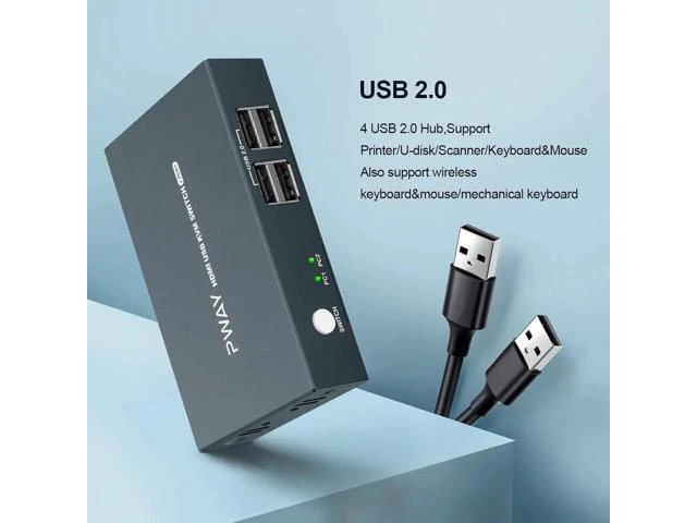 Alt view image 5 of 6 - HDMI Switch Supports 4k@30hz USB2.0 Splitter Box For Keyboard Mouse Monitor USB