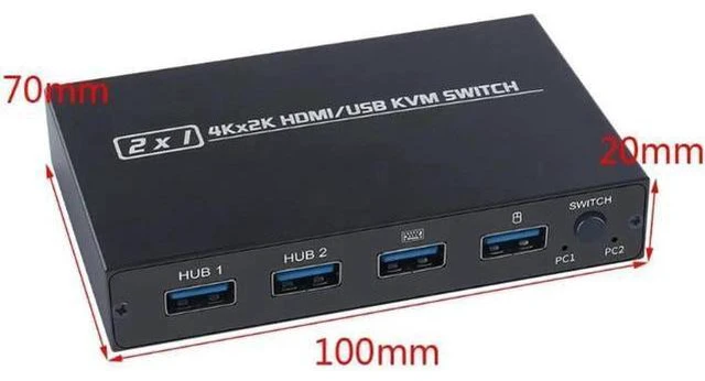 Alt view image 6 of 6 - AM-KVM 201CL Support 2Kx4K 2 Hosts Share 1 Monitor/Keyboard& Mouse Set HDMI-comp