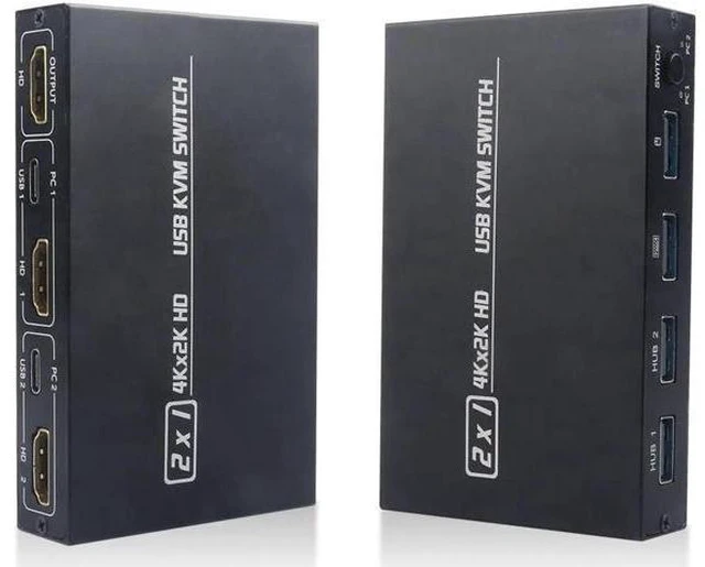 Alt view image 5 of 6 - 2 In1 Out 4KX2K USB HDMI-compatible KVM Switch Box for 2 PC Sharing Keyboard Mou
