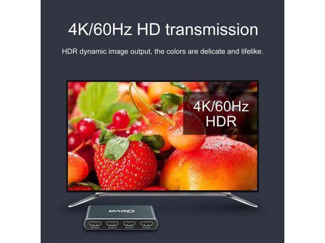 Alt view image 2 of 6 - 1x4 HDMI-compatible Splitter 1 in 4 Out 4K@60hz Splitter 1 Port to 4 Display Dup