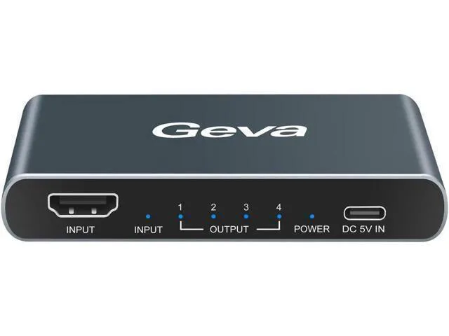 Alt view image 4 of 6 - 1x4 HDMI-compatible Splitter 1 in 4 Out 4K@60hz Splitter 1 Port to 4 Display Dup