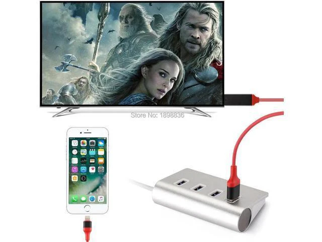 Alt view image 4 of 6 - 8 pin Lightning to HDMI HDTV AV Cable Adapter for iOS 10 11 iPhone X 5 SE 6S 7 8