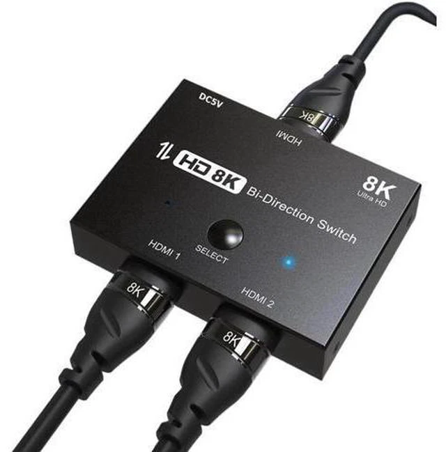 Alt view image 2 of 6 - HD 8K 60Hz 2x1 Bi-Direction HDMI-Compatible 2.1 Switcher Adapter 4K 120Hz 1x2 Co