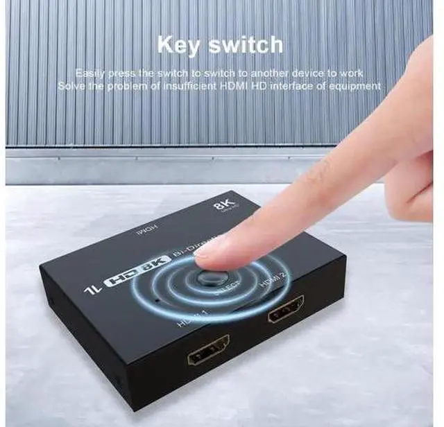 Alt view image 5 of 6 - HD 8K 60Hz 2x1 Bi-Direction HDMI-Compatible 2.1 Switcher Adapter 4K 120Hz 1x2 Co