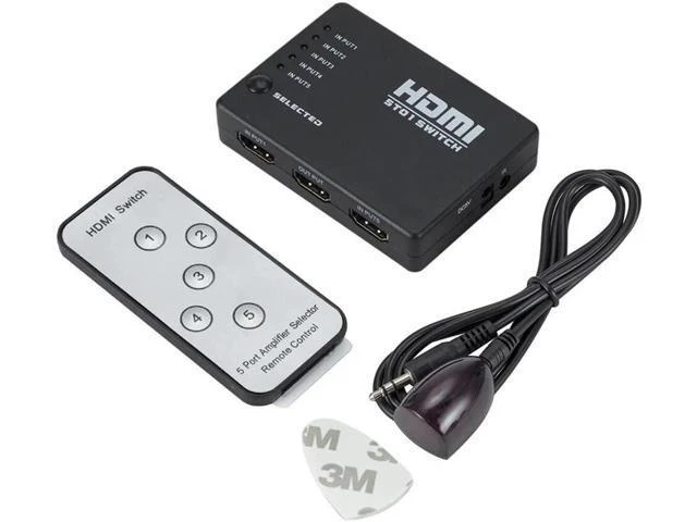 Alt view image 3 of 5 - 5 Port HDMI Switch 1080p Selector Splitter Hub with IR Remote Controller for HDT